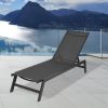 Outdoor Chaise Lounge Chair; Five-Position Adjustable Aluminum Recliner; All Weather For Patio; Beach; Yard;  Pool