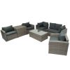 Patio Furniture Sets, 7-Piece Patio Wicker Sofa , Cushions, Chairs , a Loveseat , a Table and a Storage Box