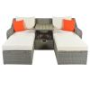 Patio Furniture Sets, 3-Piece Patio Wicker Sofa with Cushions, Pillows, Ottomans and Lift Top Coffee Table