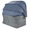 Outdoor Patio Furniture Set Daybed Sunbed with Retractable Canopy Conversation Set Wicker Furniture