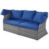 Outdoor Patio Furniture Set Daybed Sunbed with Retractable Canopy Conversation Set Wicker Furniture