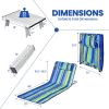 3 Pieces Beach Lounge Chair Mat Set 2 Adjustable Lounge Chairs with Table Stripe