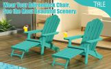 TALE Folding Adirondack Chair with Pullout Ottoman with Cup Holder;  Oversized;  Poly Lumber;   for Patio Deck Garden;  Backyard Furniture;  Easy to I