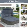 Outdoor Patio Furniture Set Daybed Sunbed with Retractable Canopy Conversation Set Wicker Furniture