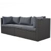 Outdoor Patio Rectangle Daybed with Retractable Canopy, Wicker Furniture Sectional Seating with Washable Cushions, Backyard, Porch