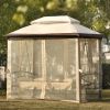 8.9 Ft. W x 5.9 Ft. D Outdoor Gazebo with Convertible Swing Bench;  Double Roof Soft Canopy Garden Backyard Gazebo with Mosquito Netting Suitable for