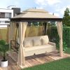 8.9 Ft. W x 5.9 Ft. D Outdoor Gazebo with Convertible Swing Bench;  Double Roof Soft Canopy Garden Backyard Gazebo with Mosquito Netting Suitable for