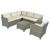 Patio Furniture Set, 5 Piece Outdoor Conversation Set, with Coffee Table, Cushions and Single Chair