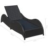 Sun Lounger with Cushion Poly Rattan Black