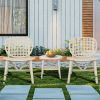 3 Pieces Hollow Design Retro Patio Table Chair Set All Weather Conversation Bistro Set Outdoor Table with Open Shelf and Lounge Chairs with Widened Se