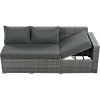 Outdoor 6-Piece All Weather PE Rattan Sofa Set, Garden Patio Wicker Sectional Furniture Set with Adjustable Seat, Storage Box, Removable Covers and Te