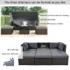 Outdoor Patio Rectangle Daybed with Retractable Canopy, Wicker Furniture Sectional Seating with Washable Cushions, Backyard, Porch