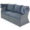 Outdoor Patio Furniture Set Daybed Sunbed with Retractable Canopy Conversation Set Wicker Furniture