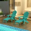 TALE Folding Adirondack Chair with Pullout Ottoman with Cup Holder;  Oversized;  Poly Lumber;   for Patio Deck Garden;  Backyard Furniture;  Easy to I