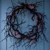 1pc, 15.75in Black Halloween Wreath, Black Wreath Halloween Door Wreath Decorations Halloween Party Decorations Halloween Ornament, Halloween Decor, H