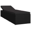 3 Piece Patio Sun Loungers with Tea Table Poly Rattan Black