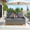 [Not allowed to sell to Wayfair]Outdoor Comfort Adjustable Loveseat; Armrest With Storage Space With 2 Colors; Suitable For Courtyards; Swimming Pools