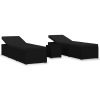 3 Piece Patio Sun Loungers with Tea Table Poly Rattan Black