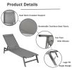 Outdoor Chaise Lounge Chair; Five-Position Adjustable Aluminum Recliner; All Weather For Patio; Beach; Yard;  Pool