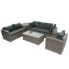 Patio Furniture Sets, 7-Piece Patio Wicker Sofa , Cushions, Chairs , a Loveseat , a Table and a Storage Box