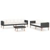 3 Piece Patio Lounge Set with Cushions Poly Rattan Black