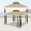 10x10 Ft Outdoor Patio Gazebo Replacement Canopy; Double Tiered Gazebo Tent Roof Top Cover Only(Frame Not Include)