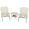 3 Pieces Hollow Design Retro Patio Table Chair Set All Weather Conversation Bistro Set Outdoor Table with Open Shelf and Lounge Chairs with Widened Se