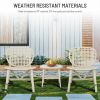 3 Pieces Hollow Design Retro Patio Table Chair Set All Weather Conversation Bistro Set Outdoor Table with Open Shelf and Lounge Chairs with Widened Se