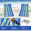 3 Pieces Beach Lounge Chair Mat Set 2 Adjustable Lounge Chairs with Table Stripe