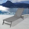 Outdoor Chaise Lounge Chair; Five-Position Adjustable Aluminum Recliner; All Weather For Patio; Beach; Yard;  Pool