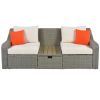 Patio Furniture Sets, 3-Piece Patio Wicker Sofa with Cushions, Pillows, Ottomans and Lift Top Coffee Table