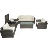 Patio Furniture Sets, 7-Piece Patio Wicker Sofa , Cushions, Chairs , a Loveseat , a Table and a Storage Box