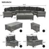 8-pieces Outdoor Wicker Round Sofa Set, Half-Moon Sectional Sets All Weather, Curved Sofa Set With Rectangular Coffee Table, PE Rattan Water-resistant