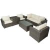 Patio Furniture Sets, 7-Piece Patio Wicker Sofa , Cushions, Chairs , a Loveseat , a Table and a Storage Box