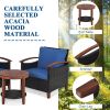 3 Pieces Patio Rattan Furniture Set with Washable Cushion and Acacia Wood Tabletop