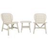 3 Pieces Hollow Design Retro Patio Table Chair Set All Weather Conversation Bistro Set Outdoor Table with Open Shelf and Lounge Chairs with Widened Se