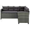 6 Piece Patio Lounge Set with Cushions Poly Rattan Gray