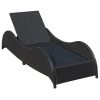 Sun Lounger with Cushion Poly Rattan Black