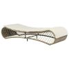 Sun Lounger with Cushion Poly Rattan Gray