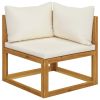 5 Piece Patio Lounge Set with Cushion Cream Solid Acacia Wood