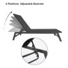 Outdoor Chaise Lounge Chair; Five-Position Adjustable Aluminum Recliner; All Weather For Patio; Beach; Yard;  Pool