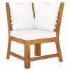 5 Piece Patio Lounge Set with Cushion Cream Solid Acacia Wood