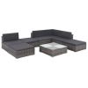 8 Piece Patio Lounge Set with Cushions Poly Rattan Gray