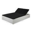 Sun Lounger with Cushion Poly Rattan Black