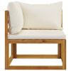 5 Piece Patio Lounge Set with Cushion Cream Solid Acacia Wood