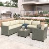 Patio Furniture Set, 5 Piece Outdoor Conversation Set, with Coffee Table, Cushions and Single Chair