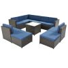 9 Piece Rattan Sectional Seating Group with Cushions and Ottoman, Patio Furniture Sets, Outdoor Wicker Sectional