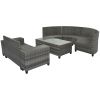 8-pieces Outdoor Wicker Round Sofa Set, Half-Moon Sectional Sets All Weather, Curved Sofa Set With Rectangular Coffee Table, PE Rattan Water-resistant