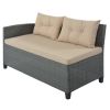 6-Piece Outdoor Wicker Sofa Set, Patio Rattan Dinning Set, Sectional Sofa with Thick Cushions and Pillows, Plywood Table Top, For Garden, Yard, Deck.