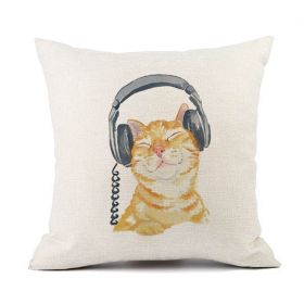 Printed Cat Linen Sofa Pillowcase (Option: Style9-45x45cm)